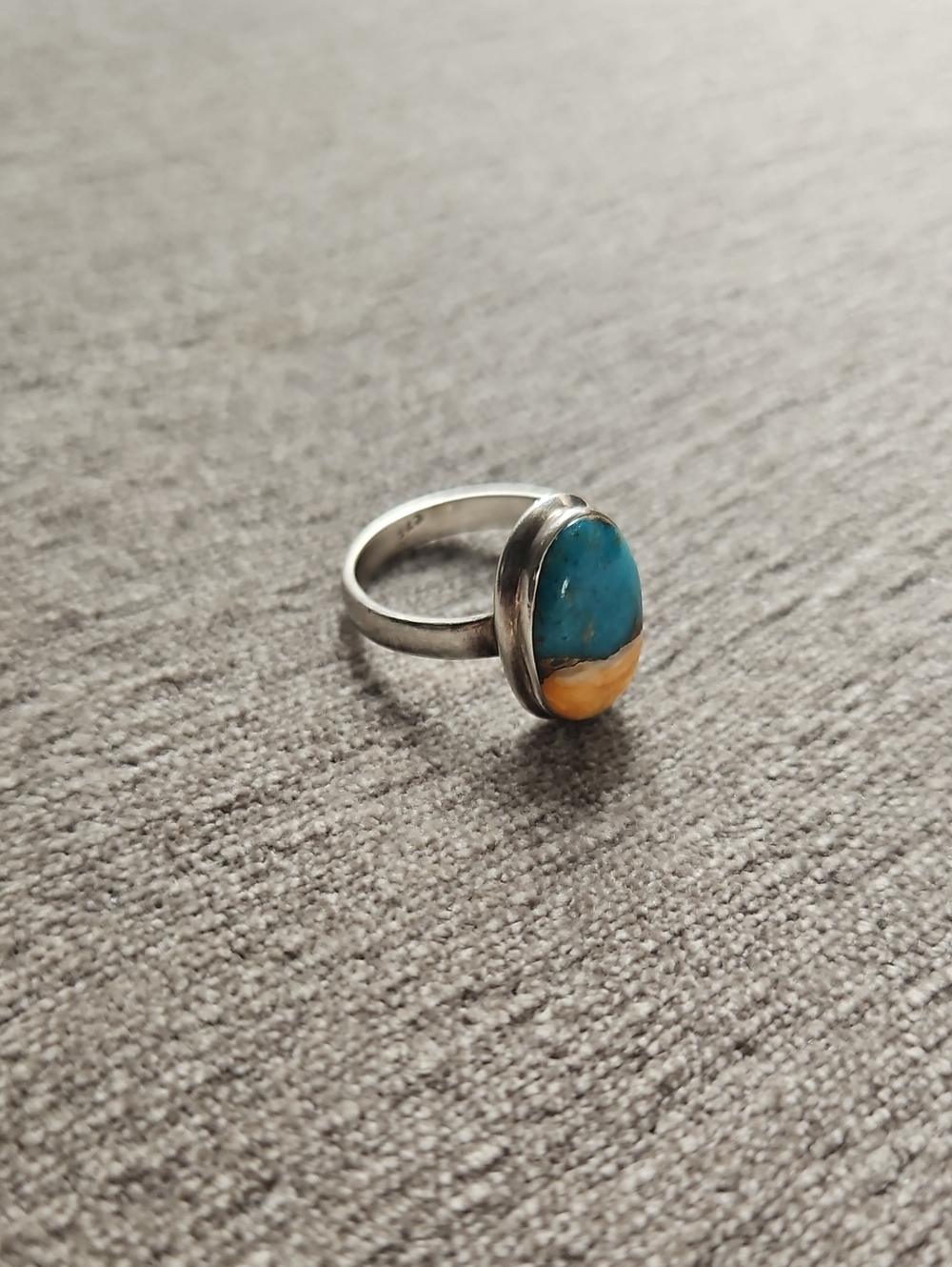 Spiny Oyster Turquoise Sterling Silver Ring
